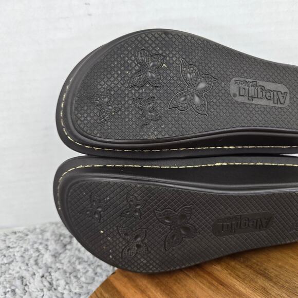 Alegria Fiona Cork Pattern Patent Leather Casual Comfort Slide Sandals Womens 38 - Picture 10 of 13